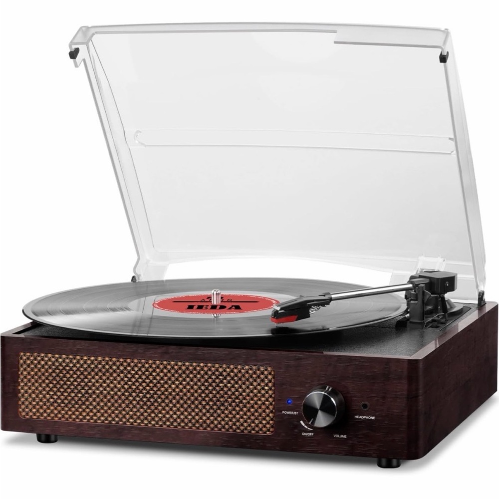 Vinyl Record Player Turntable with Built-in Bluetooth Receiver